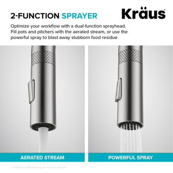 KRAUS Oletto™ Modern Industrial Pull-Down Single Handle Kitchen Faucet, 2 Function Sprayer
