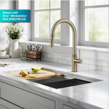 KRAUS Oletto™ Modern Industrial Pull-Down Single Handle Kitchen Faucet, Compatible Sink
