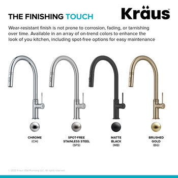 KRAUS Oletto™ Modern Industrial Pull-Down Single Handle Kitchen Faucet, Available Finishes