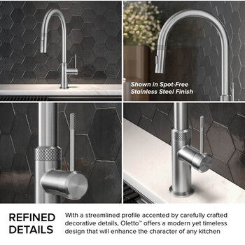 KRAUS Oletto™ Modern Industrial Pull-Down Single Handle Kitchen Faucet, Refined Details