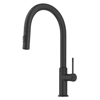 KRAUS Allyn™ Modern Industrial Pull-Down Single Handle Kitchen Faucet, Matte Black, Faucet Height: 17-3/8'' H, Spout Reach: 9-3/8'' D