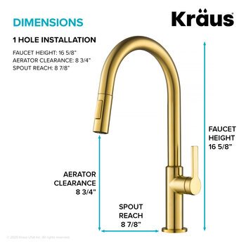KRAUS Brushed Brass Dimensions