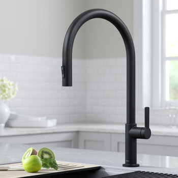 KRAUS Oletto™ High-Arc Single Handle Pull-Down Kitchen Faucet in Matte Black