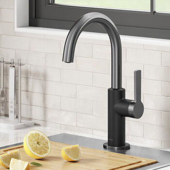 KRAUS Oletto™ Single Handle Kitchen Bar Faucet in Spot Free Matte Black Stainless Steel