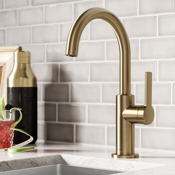KRAUS Oletto™ Single Handle Kitchen Bar Faucet in Spot Free Antique Champagne Bronze