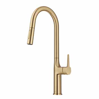 Kraus Brushed Gold Tall Oletto Kitchen Faucet Display View