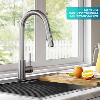 Kraus Stainless Steel Standard Oletto Kitchen Faucet Lifestyle View 2