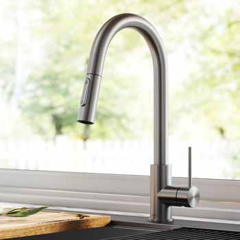 Kraus Stainless Steel Standard Oletto Kitchen Faucet Lifestyle View