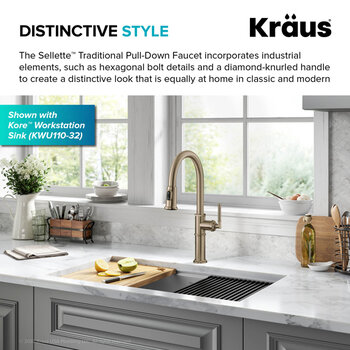 KRAUS Sellette™ Traditional Industrial Pull-Down Single Handle Kitchen Faucet, Refined Style