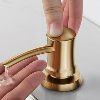KRAUS KSD54 Series Kitchen Soap and Lotion Dispenser, Brushed Brass, Spout Reach: 3-1/2'' D, Spout Height: 2-5/8'' H