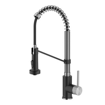 Kraus Bolden™ Touchless Sensor Commercial Pull-Down Single Handle Kitchen Faucet, Spot-Free Stainless Steel/Matte Black, Faucet Height: 18'' H