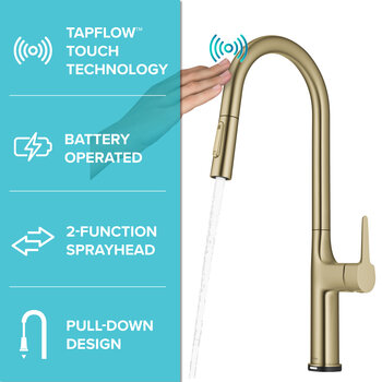 KRAUS Brushed Gold Tapflow Touch Technology Info