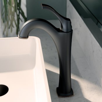 Kraus Arlo™ Oil Rubbed Bronze Single Handle Vessel Bathroom Faucet with Pop Up Drain, Faucet Height: 12-1/8", Spout Reach: 5"