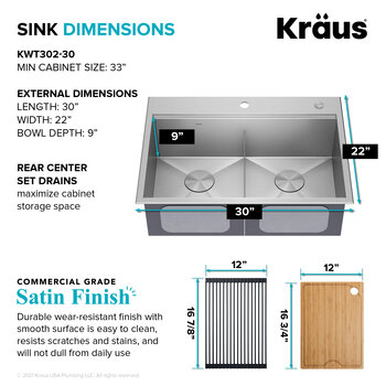 KRAUS 30" Dimensions