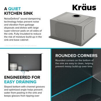 Kraus Kore™ 21” Undermount Workstation 16 Gauge Stainless Steel Single Bowl Kitchen Sink in PVD Gunmetal Finish with Included Accessories, 21" W x 19" D x 3/4" H