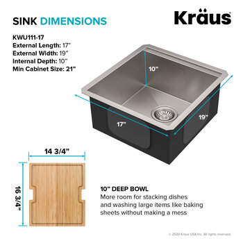 KRAUS 17" Sink Dimensions