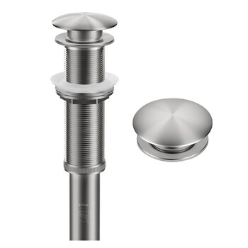 KRAUS PU-L10 Series Bathroom Sink Pop-Up Drain with Extended Thread without Overflow in Spot-Free Stainless Steel