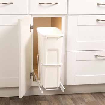 Slim Single Wide Width Bin Pull Out 20 Or 35 Quart In White