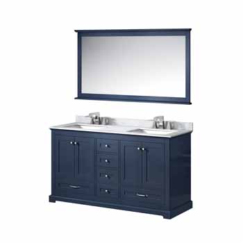 Lexora Home 60" Vanity - Angle - Closed Bathroom Set In Navy Blue