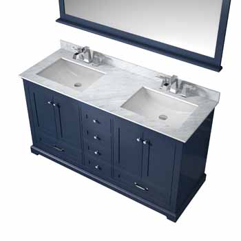 Lexora Home 60" Vanity - Top - Closed Bathroom Set In Navy Blue