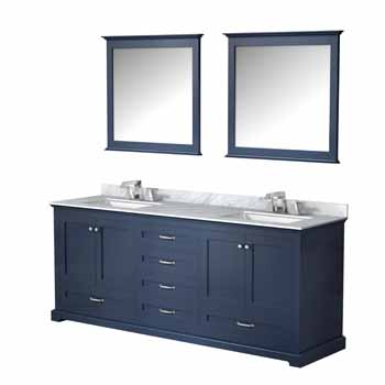 Lexora Home 80" Vanity - Angle - Closed Bathroom Set In Navy Blue