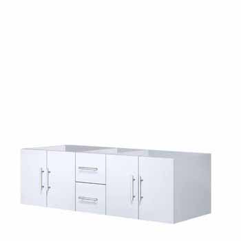 Lexora Home Geneva 60" Glossy White Vanity Base Cabinet Only, 59-1/4"W x 21-1/2"D x 18-1/4"H