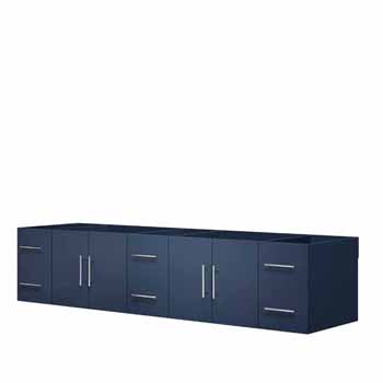 Lexora Home Geneva 84" Navy Blue Vanity Base Cabinet Only, 83"W x 21-1/2"D x 18-1/4"H