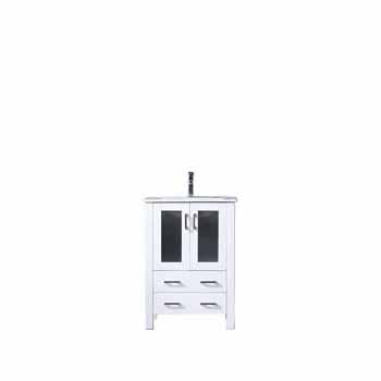 Lexora Home Volez 24" White Single Vanity, Integrated Top and White Integrated Square Sink, 24"W x 18-1/4"D x 34"H