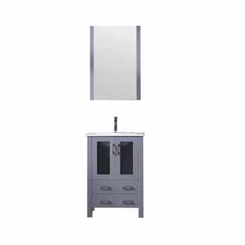 Lexora Home Volez 24" Dark Grey Single Vanity, Integrated Top, White Integrated Square Sink and 22" Mirror, 24"W x 18-1/4"D x 34"H