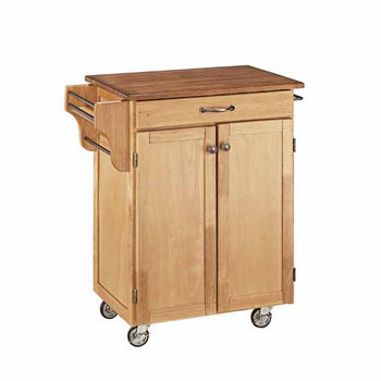 Mix & Match 2 Door w/ Drawer Cuisine Cart Cabinet, Natural Finish with Oak Top, 32-1/2" W x 18-3/4" D x 35-1/2" H