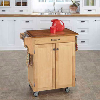 Mix & Match 2 Door w/ Drawer Cuisine Cart Cabinet, Natural Finish with Oak Top by Home Styles