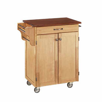 Mix & Match 2 Door w/ Drawer Cuisine Cart Cabinet, Natural Finish with Cherry Top, 32-1/2" W x 18-3/4" D x 35-1/2" H