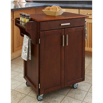 Mix & Match 2 Door w/ Drawer Cuisine Cart Cabinet, Cherry Finish with Oak Top by Home Styles