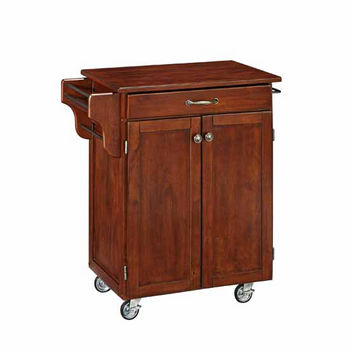 Mix & Match 2 Door w/ Drawer Cuisine Cart Cabinet, Cherry Finish with Cherry Top, 32-1/2" W x 18-3/4" D x 35-1/2" H