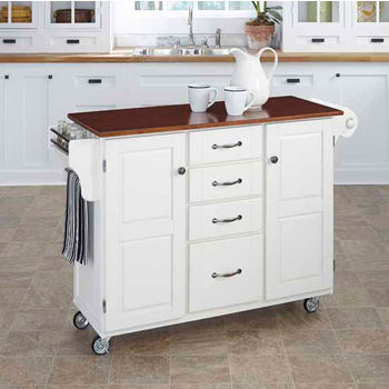 Mix & Match Create-a-Cart White Finish with Cherry Top by Home Styles
