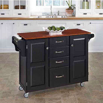Mix & Match Create-a-Cart Black Finish with Cherry Top by Home Styles