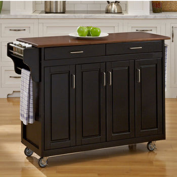 Mix & Match Create-a-Cart Black Finish with Cherry Top by Home Styles