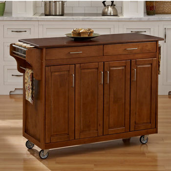 Mix & Match Create-a-Cart Warm Oak Finish with Cherry Top by Home Styles