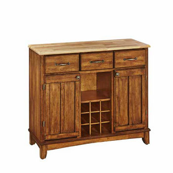 Mix & Match Large Buffet Server Dark Cottage Oak Stained Base with Natural Top