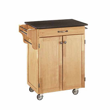 Mix & Match Cuisine Cart, Natural Base, Black Granite Top