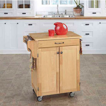 Home Styles Mix and Match Cuisine Cart with Natural Finish and Natural Wood Top