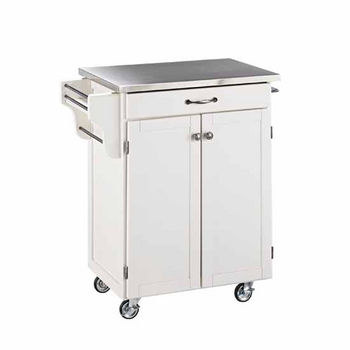 Mix & Match Cuisine Cart, White Base, Stainless Steel Top