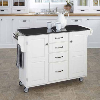 Homestyles Cuisine Kitchen Cart, Black, Stainless Top