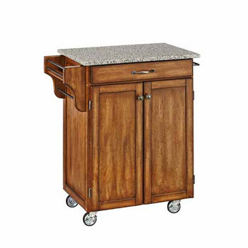 Mix & Match Cuisine Cart, Dark Cottage Oak Stained Base, Granite Top
