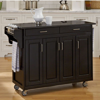Mix and Match Create-a-Cart w/ Black Finish and Black Granite Top by Home Styles