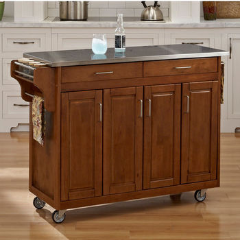 Mix and Match Create-a-Cart w/ Dark Cottage Oak Finish and Stainless Steel Top by Home Styles