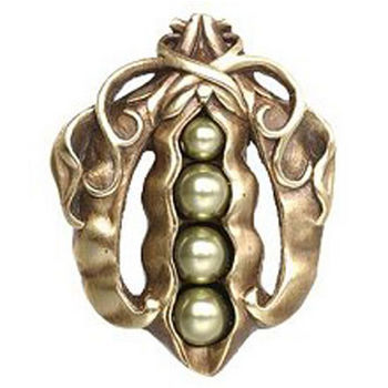 Notting Hill Kitchen Garden Collection 1-5/8'' Wide Pearly Peapod Cabinet Knob in Antique Brass, 1-5/8'' W x 1-1/8'' D x 2'' H