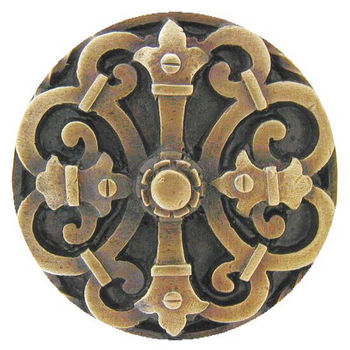 Notting Hill Chateau Collection 1-5/8'' Diameter Chateau Round Cabinet Knob in Antique Brass, 1-5/8'' Diameter x 7/8'' D