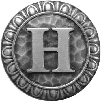 Notting Hill Initial Collection 1-3/8'' Diameter Initial H Round Cabinet Knob in Antique Pewter, 1-3/8'' Diameter x 7/8'' D