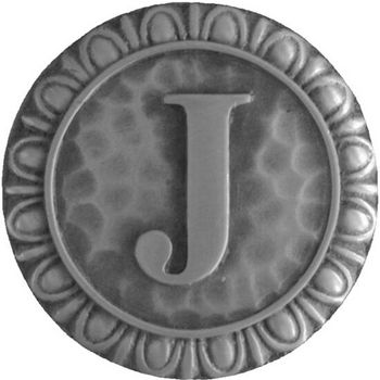 Notting Hill Initial Collection 1-3/8'' Diameter Initial J Round Cabinet Knob in Antique Pewter, 1-3/8'' Diameter x 7/8'' D